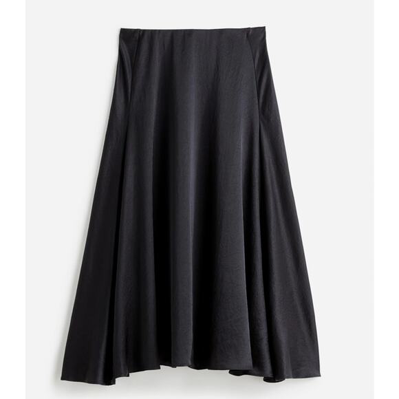 Madewell Satin Circle Slip Skirt WMNS 0 True Black Drapey Swingy Back Zip Flare - Picture 3 of 10